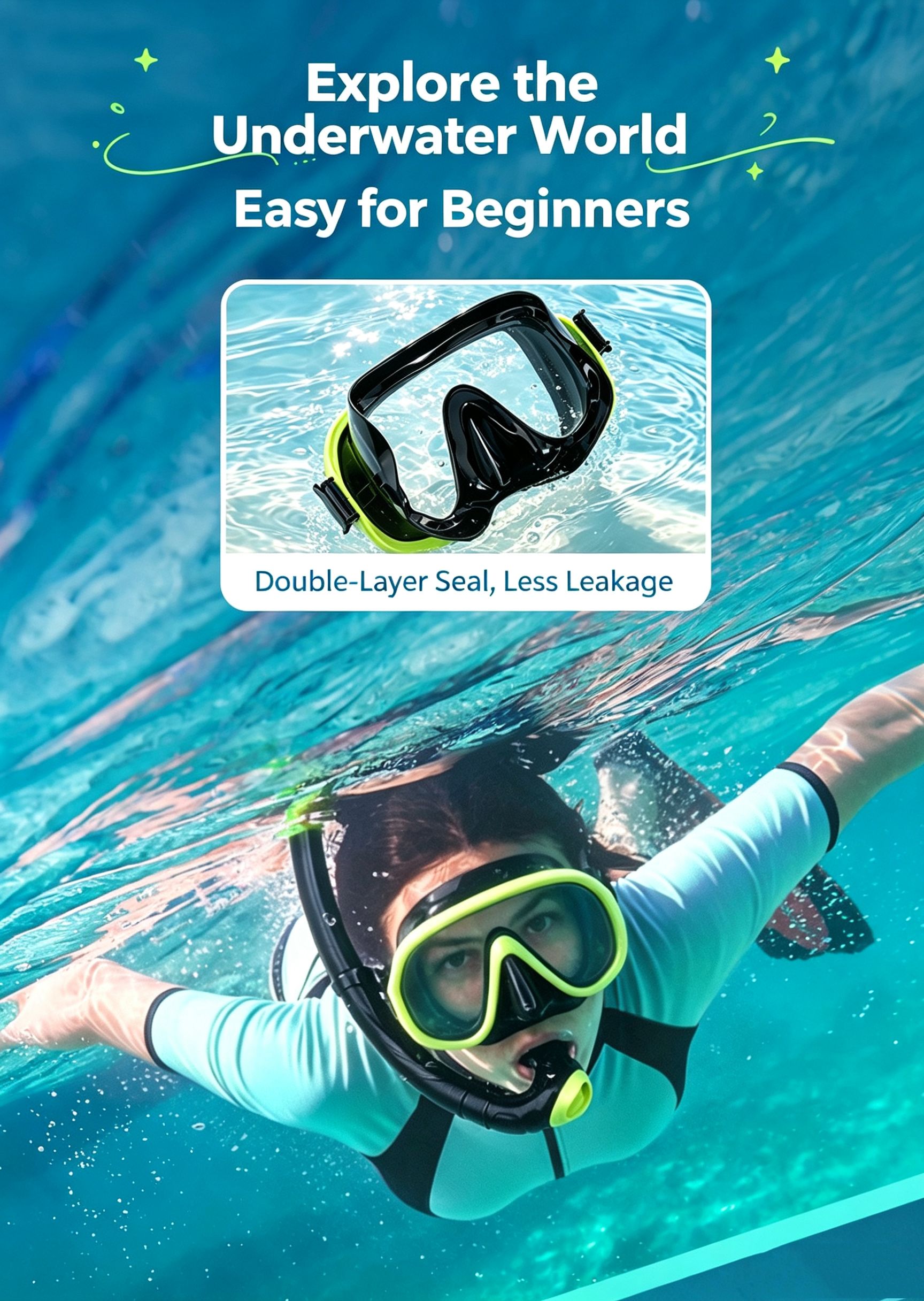 Outdoor Breathing Tube Glass Diving Set,black view 3