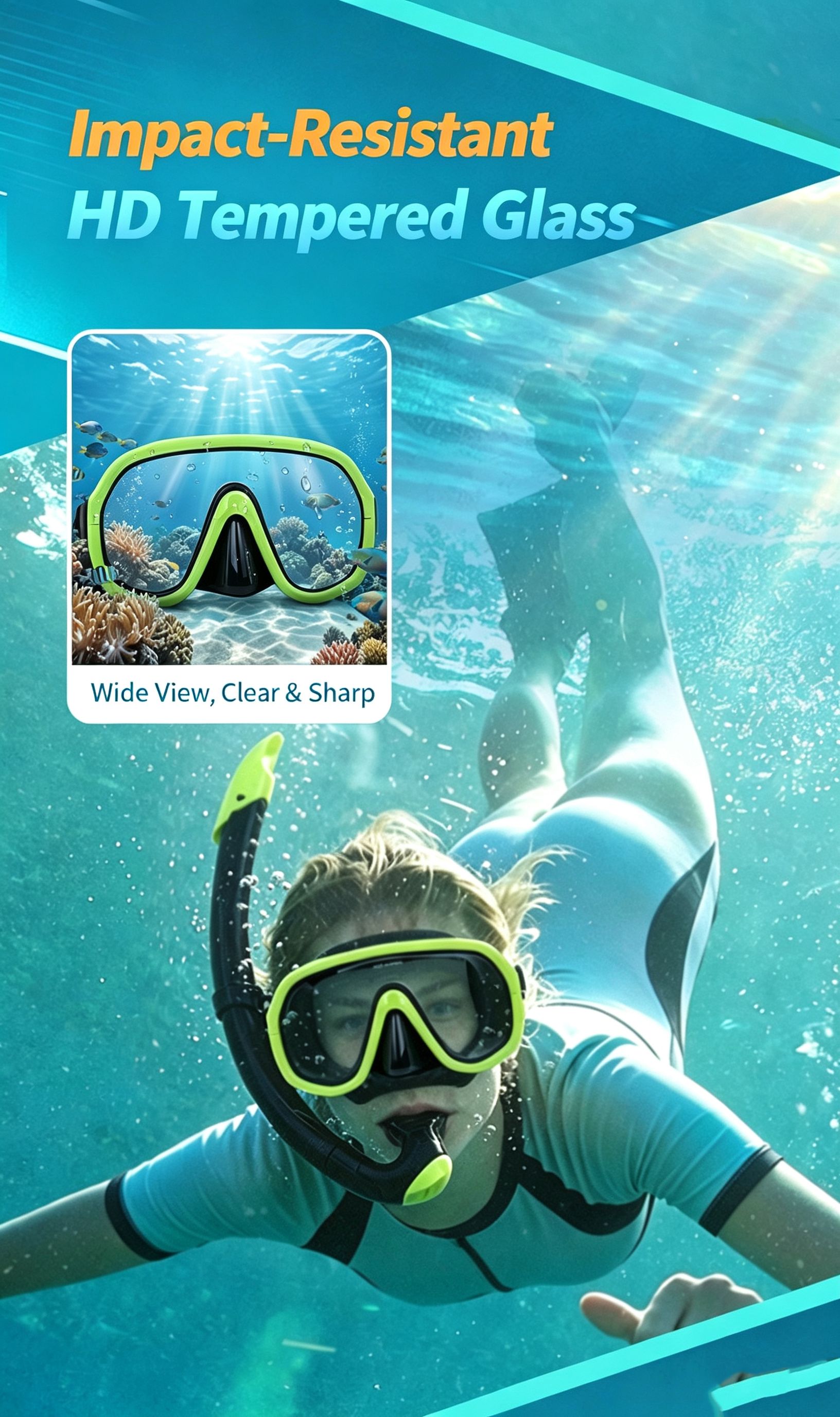 Outdoor Breathing Tube Glass Diving Set,yellow view 5