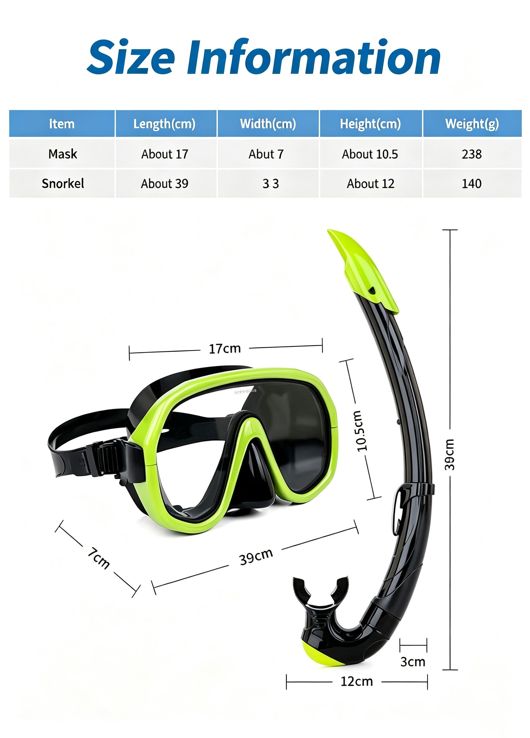 Outdoor Breathing Tube Glass Diving Set,yellow view 7