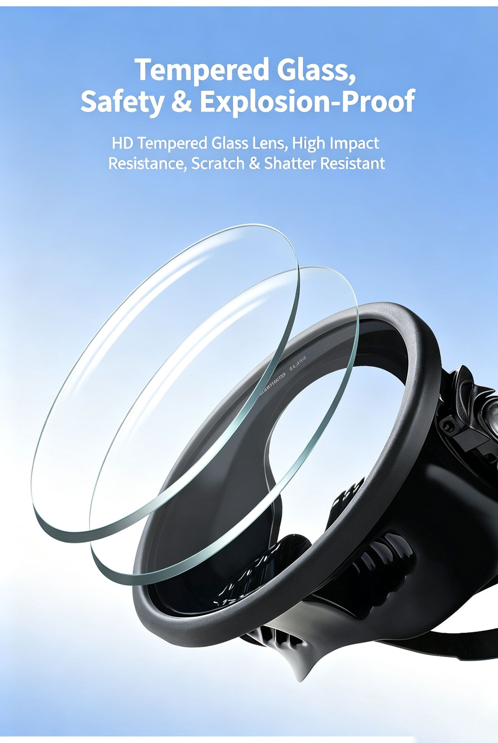 Panoramic silicone large field of view one-piece diving mirror view 5