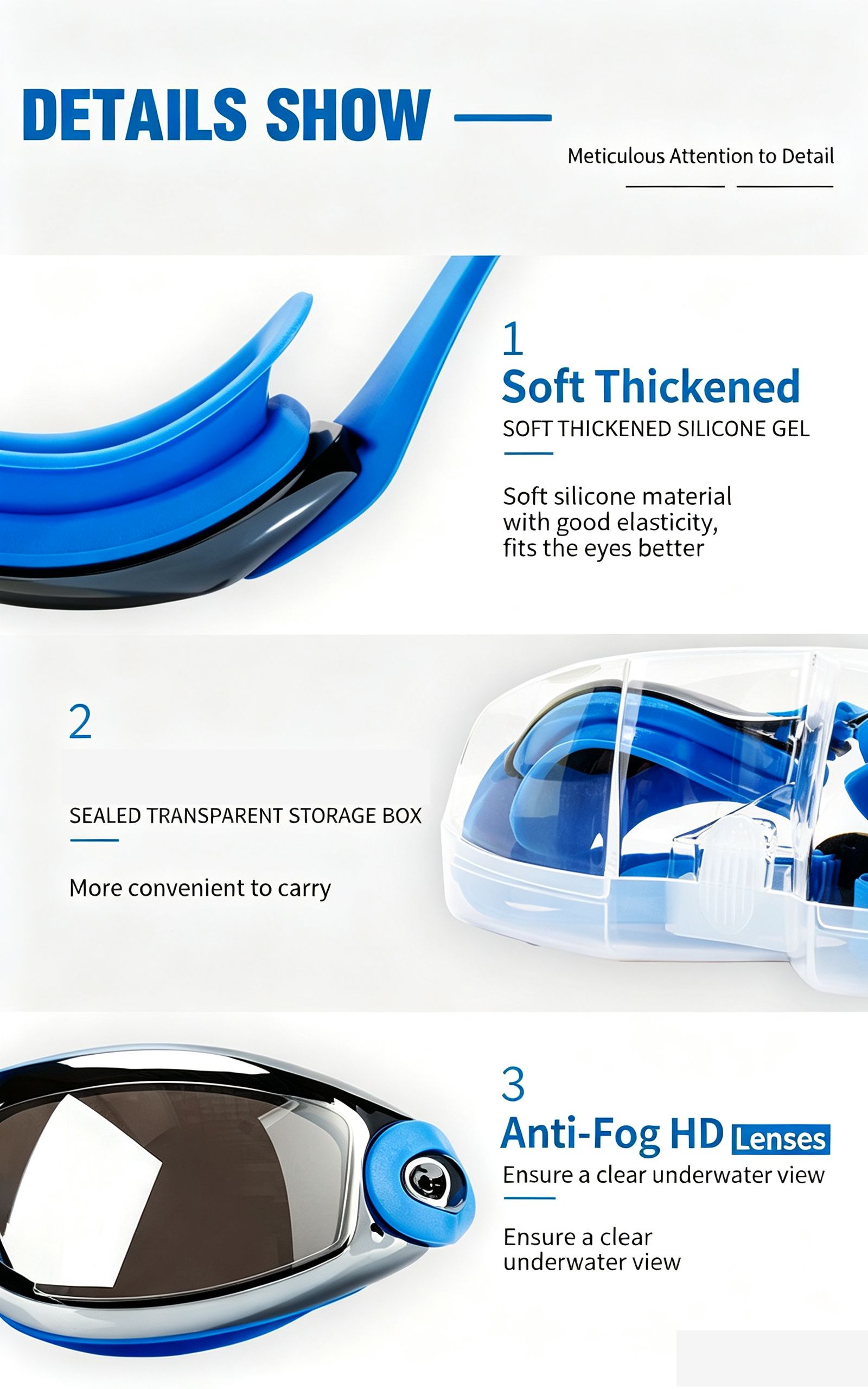Waterproof and anti fog training high-definition racing goggles,white view 8