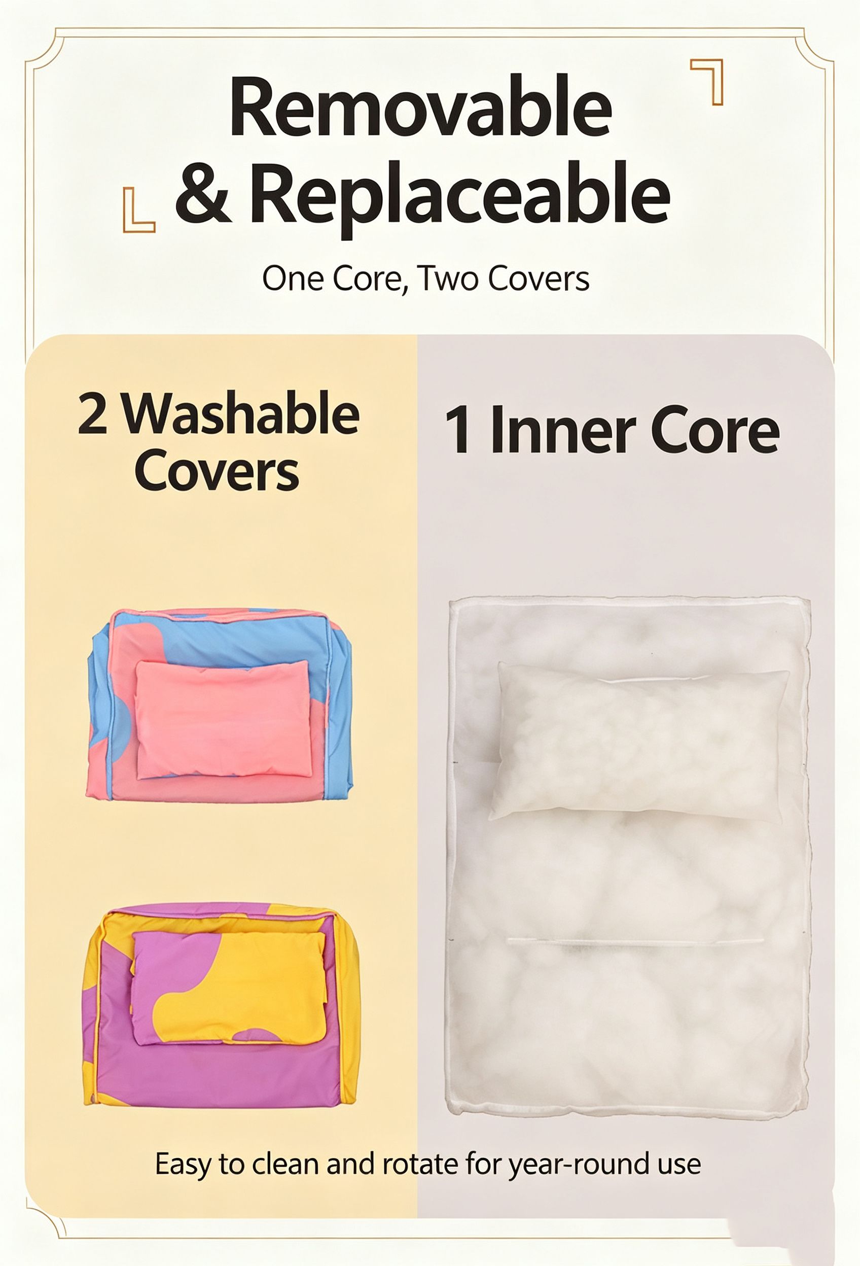 Three piece set of four season warm pet tatami pillows,Extra Large Pink Blue view 7