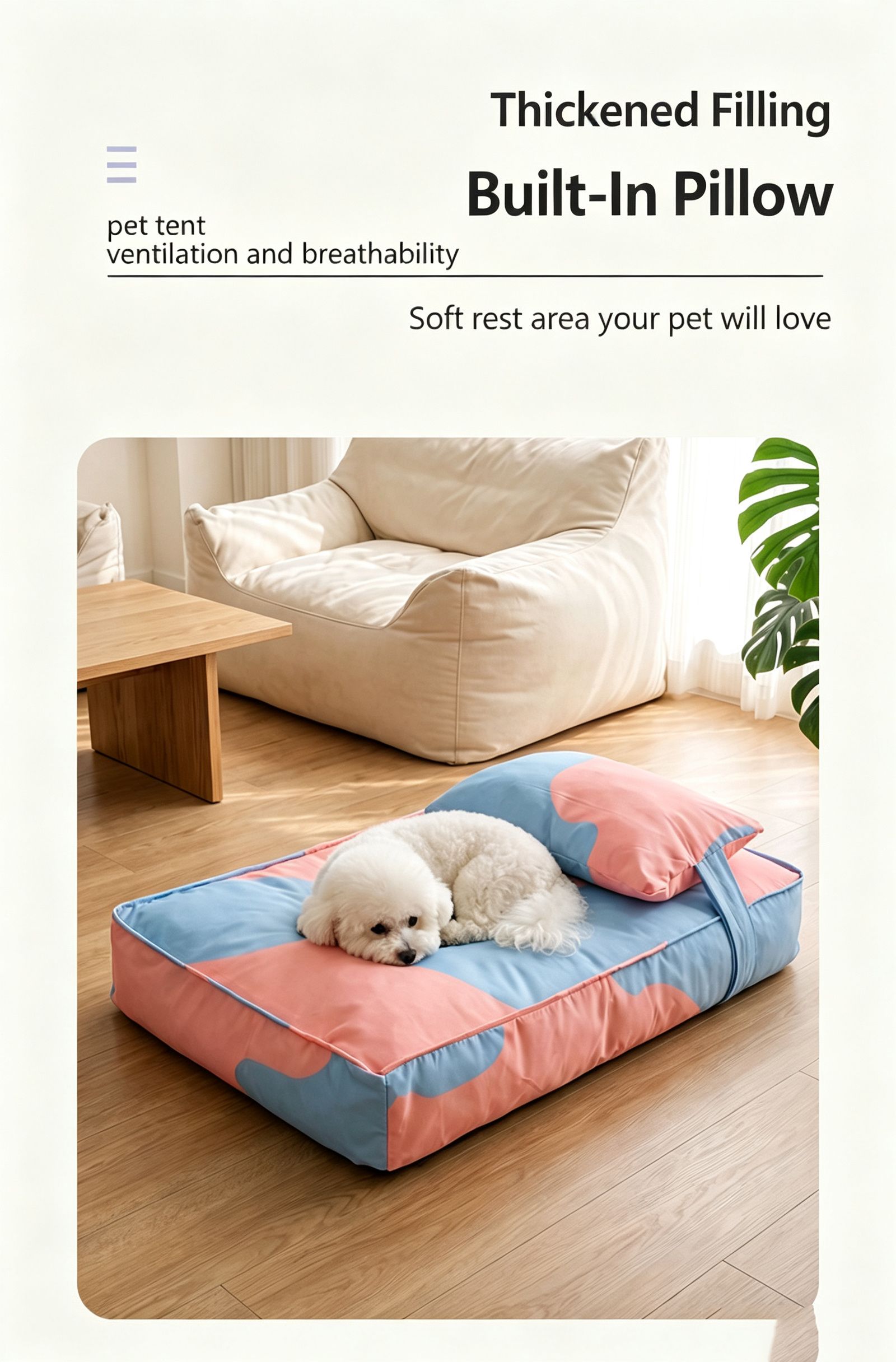 Three piece set of four season warm pet tatami pillows,Extra Large Pink Blue view 10