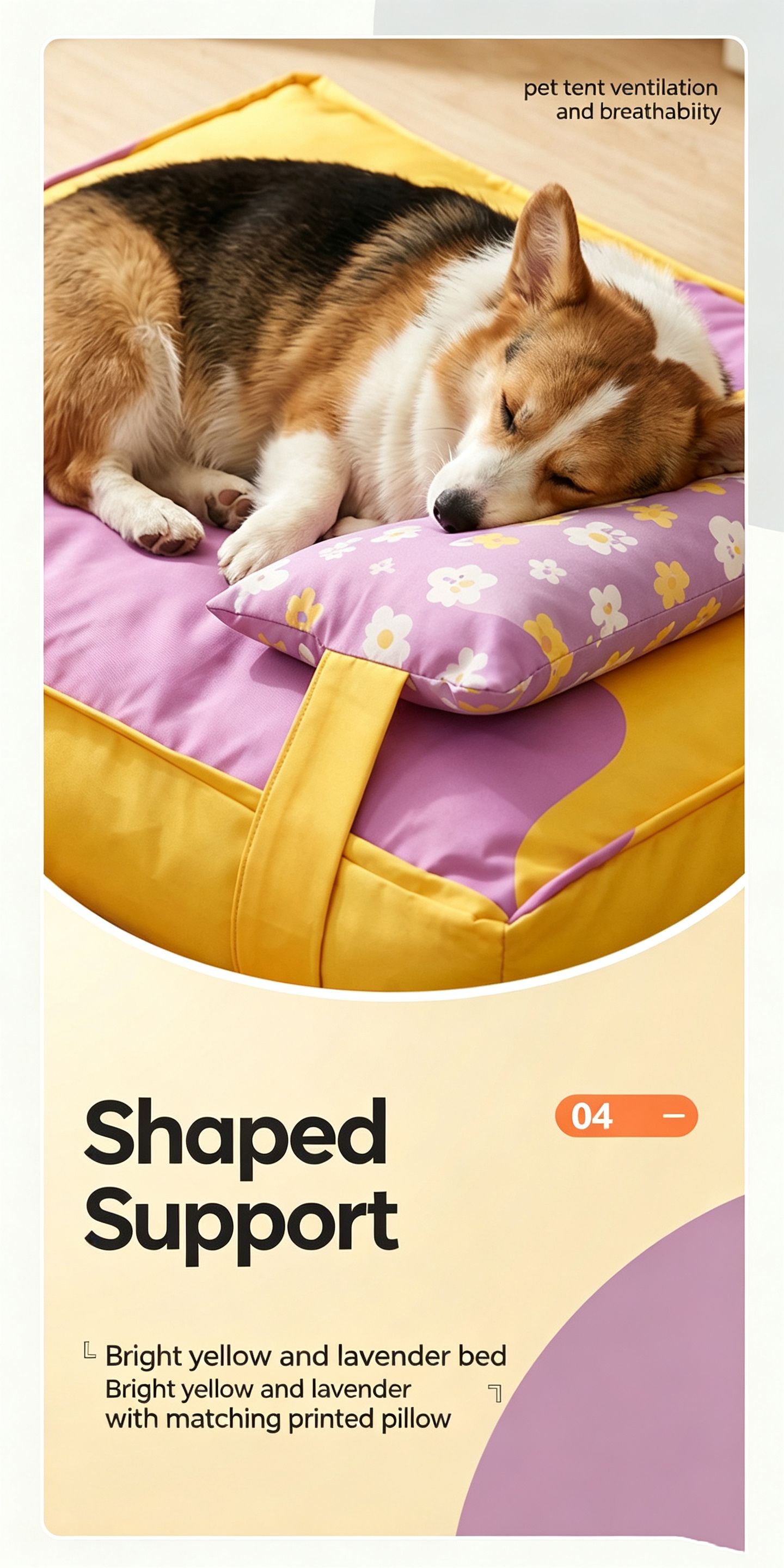 Three piece set of four season warm pet tatami pillows,Extra Large Purple Yellow view 6