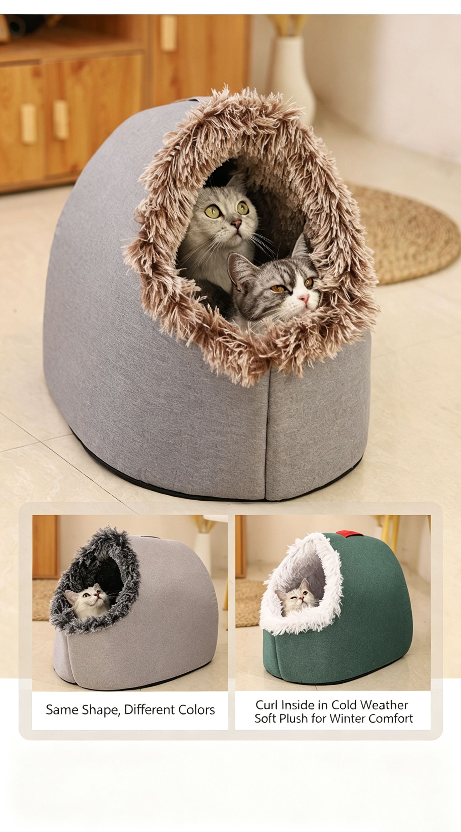 Winter thick and warm, portable plush pet nest,Medium-green view 5