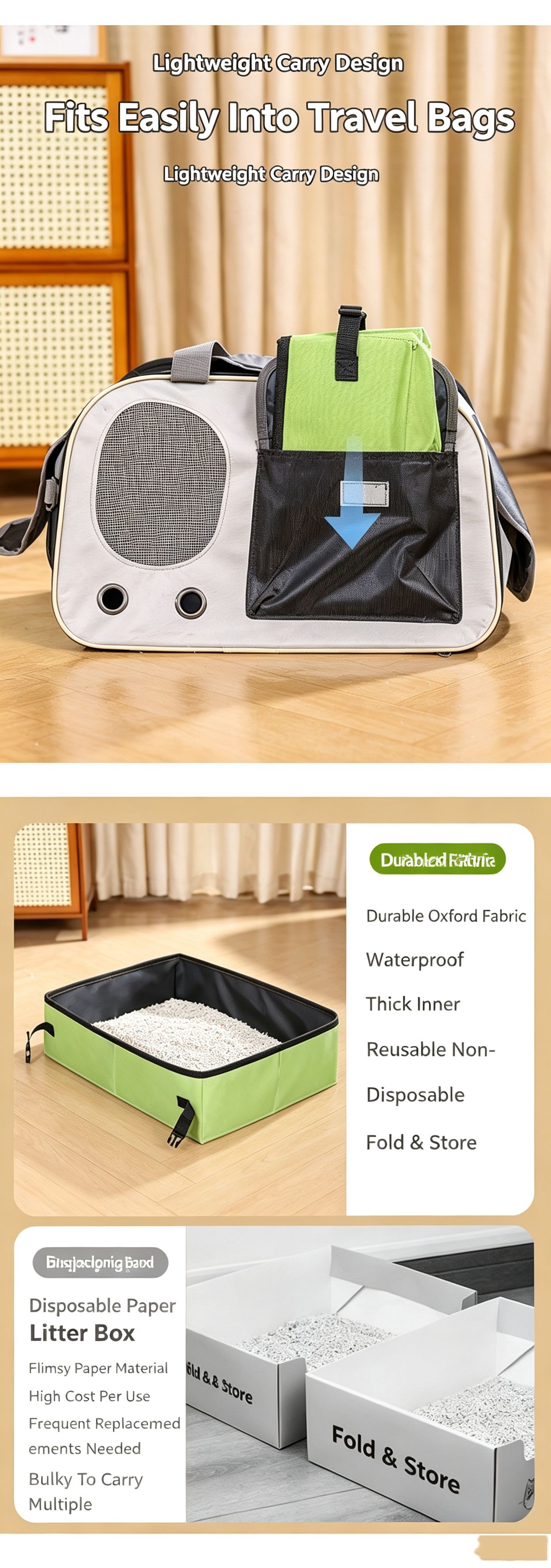 Portable Foldable Cat Litter Box for Travel,small blue view 4