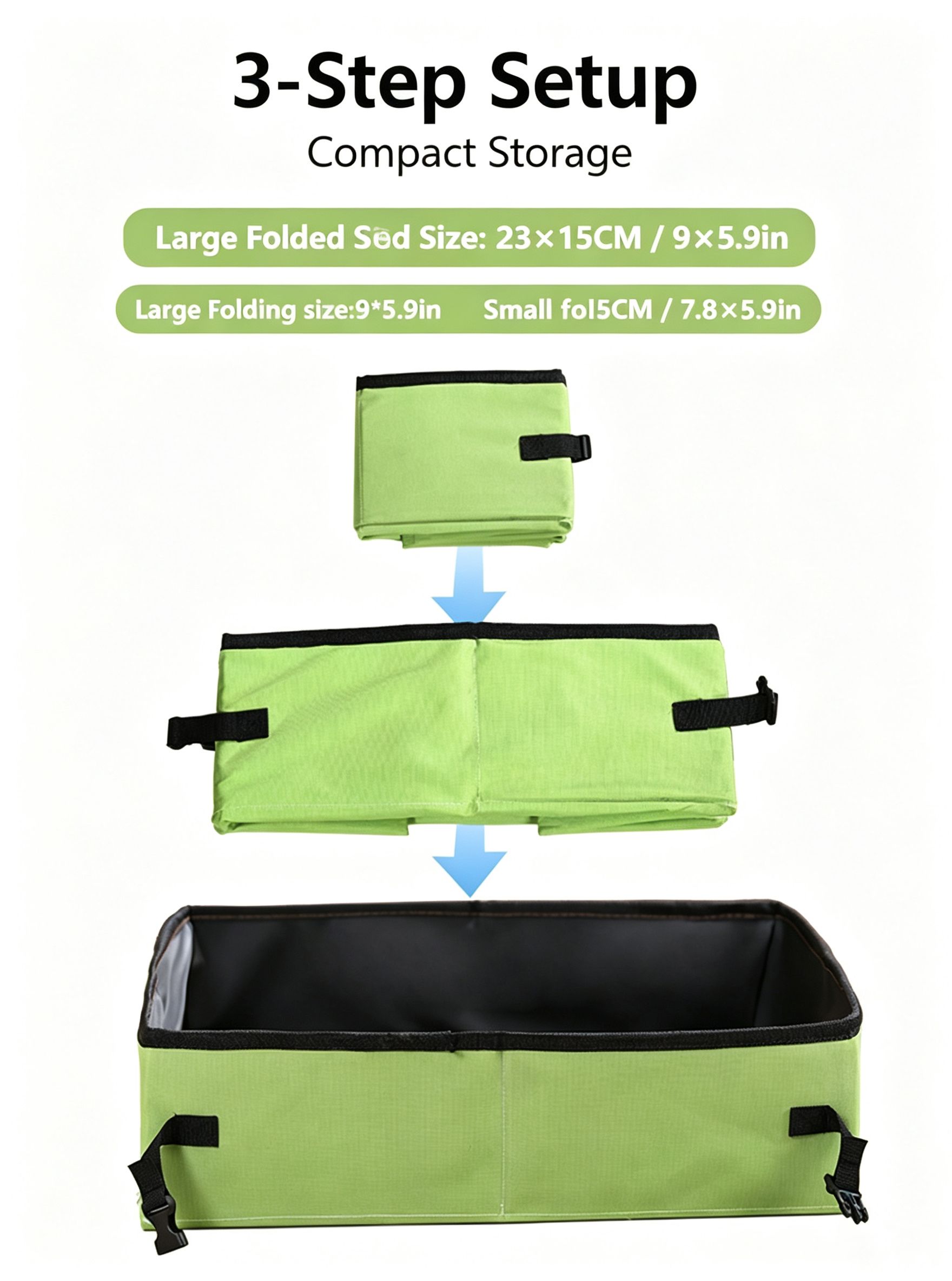 Portable Foldable Cat Litter Box for Travel,large green view 3