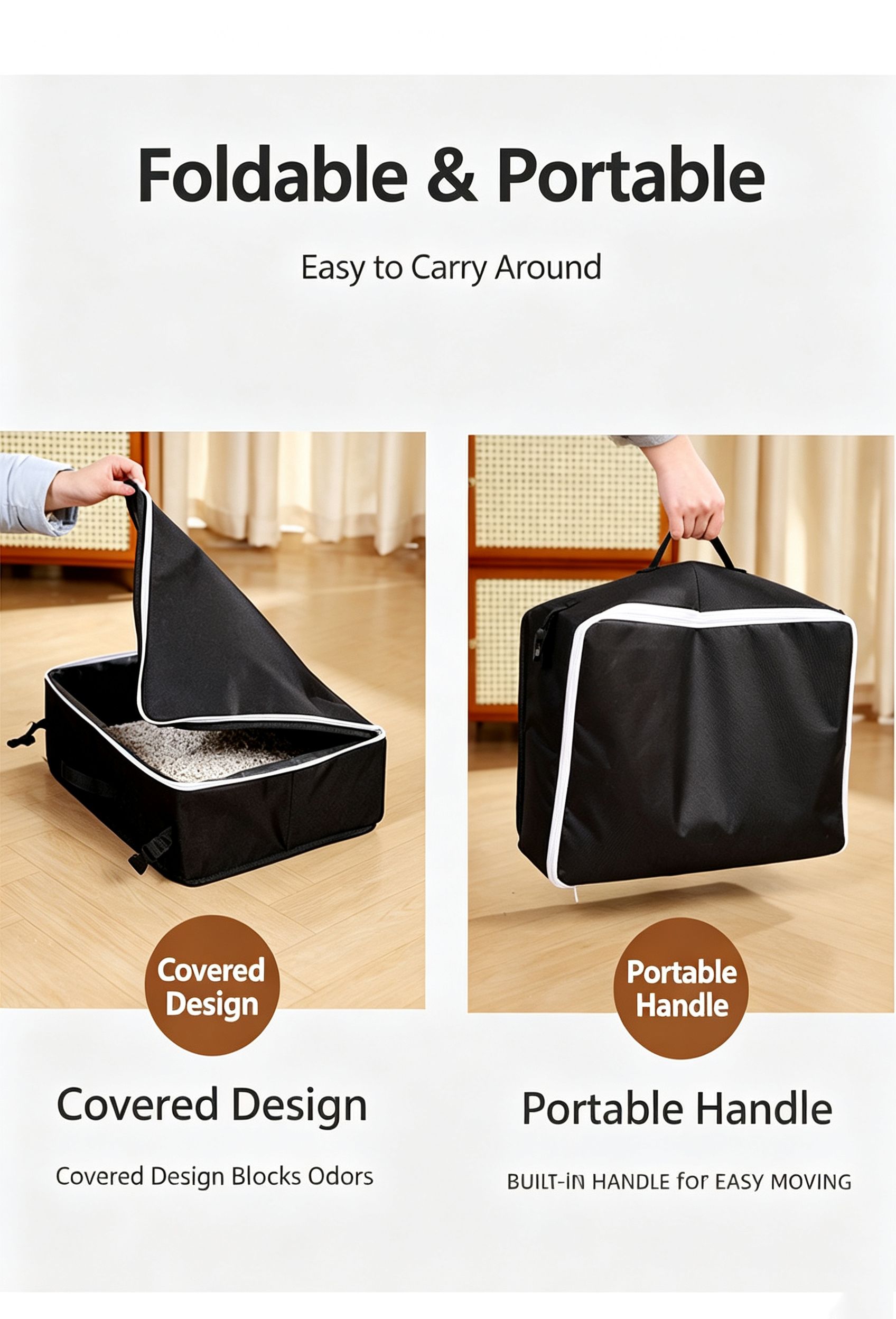 Portable Foldable Cat Litter Box for Travel,large green view 5