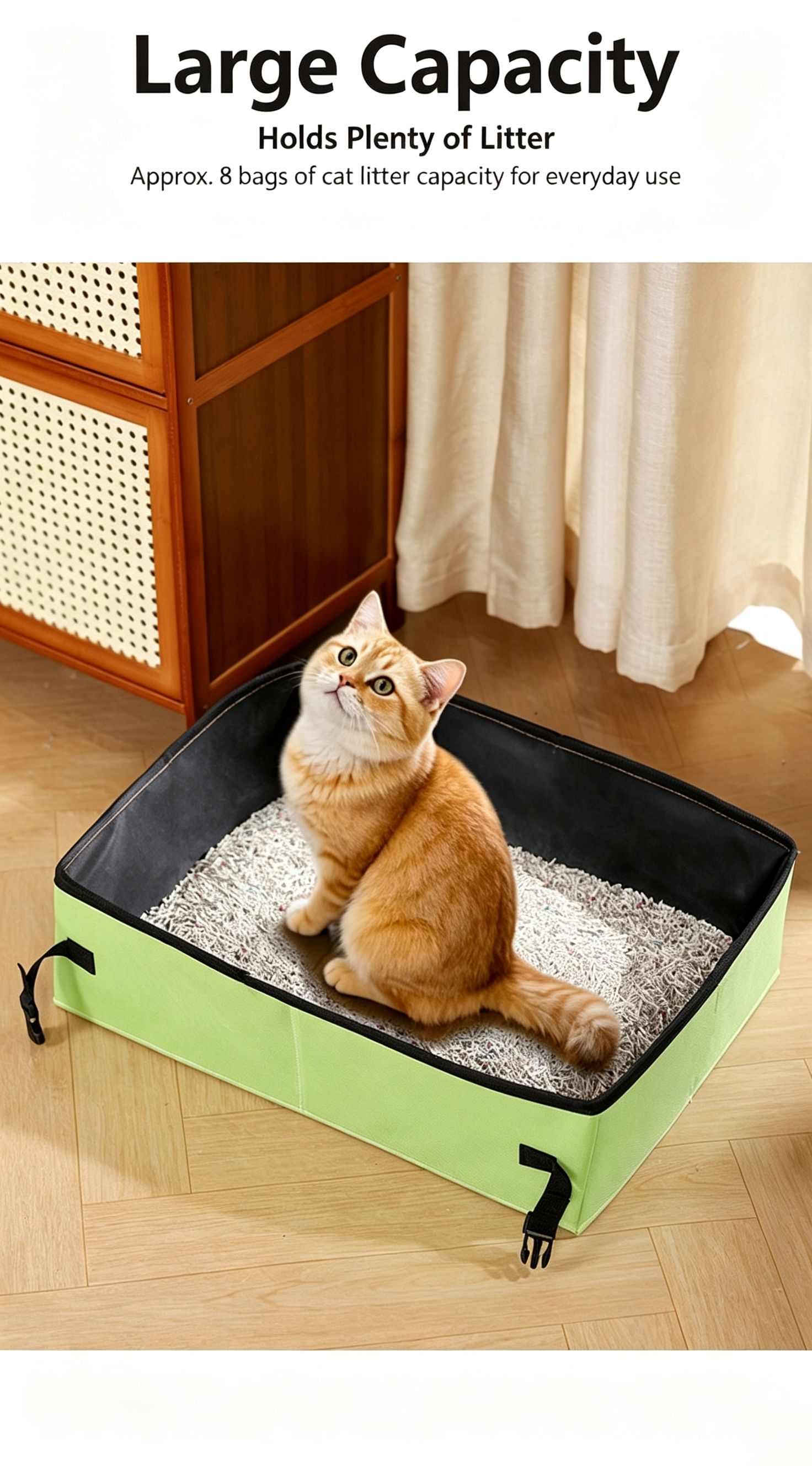 Portable Foldable Cat Litter Box for Travel,large grey view 6