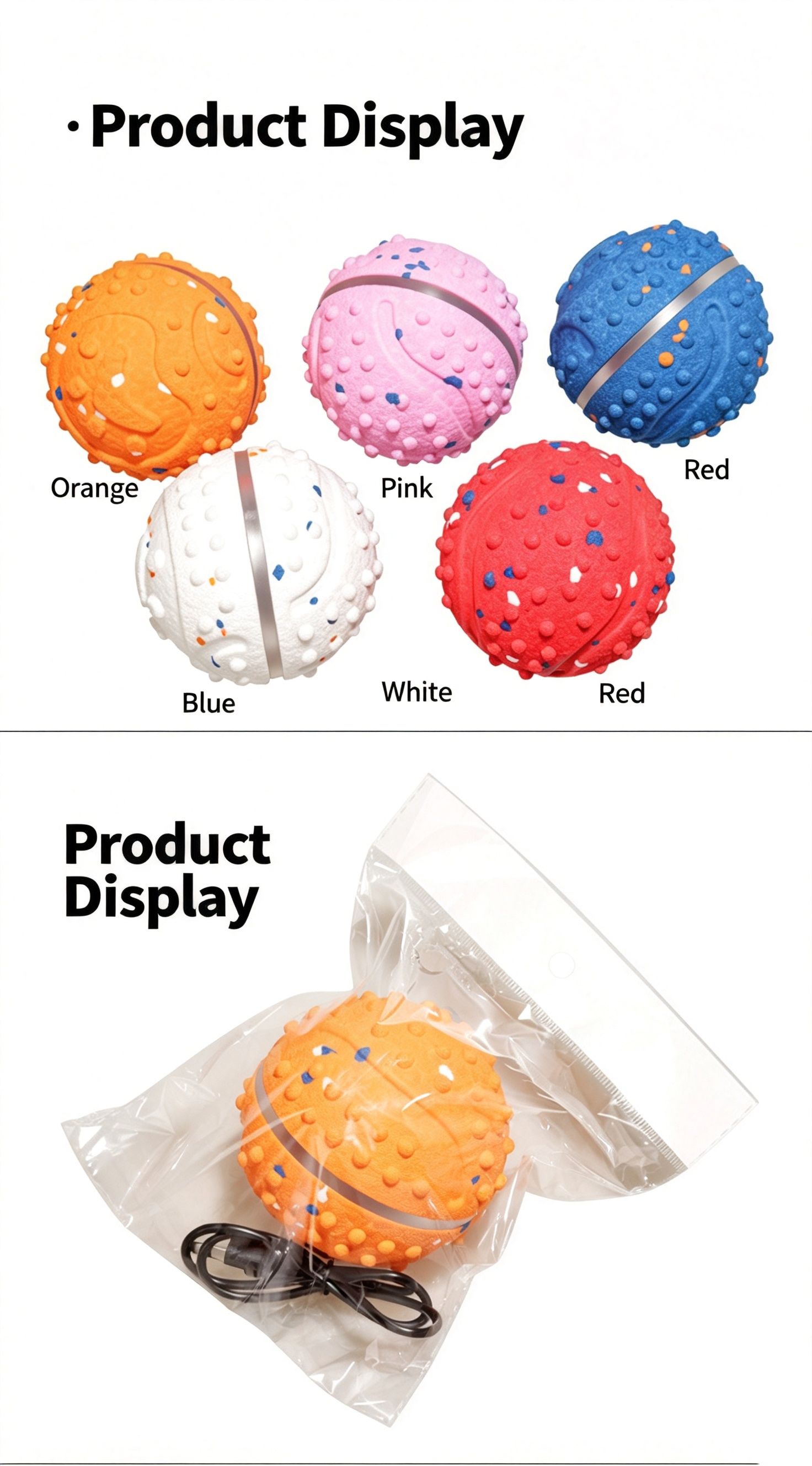 Pet Chewable Interactive Smart Bounce Ball,white view 11