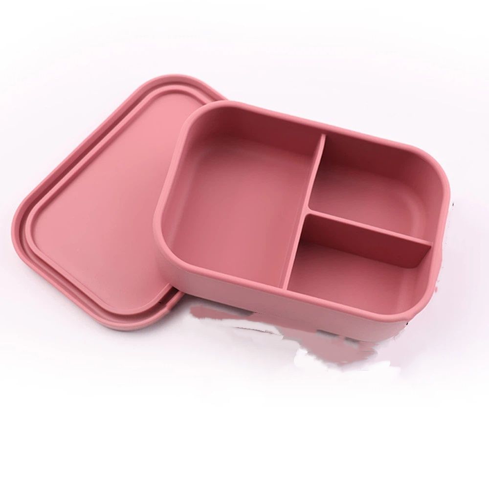 Silicone Bento Box, 3 Removable Compartments, BPA-Free, Leak-Resistant
