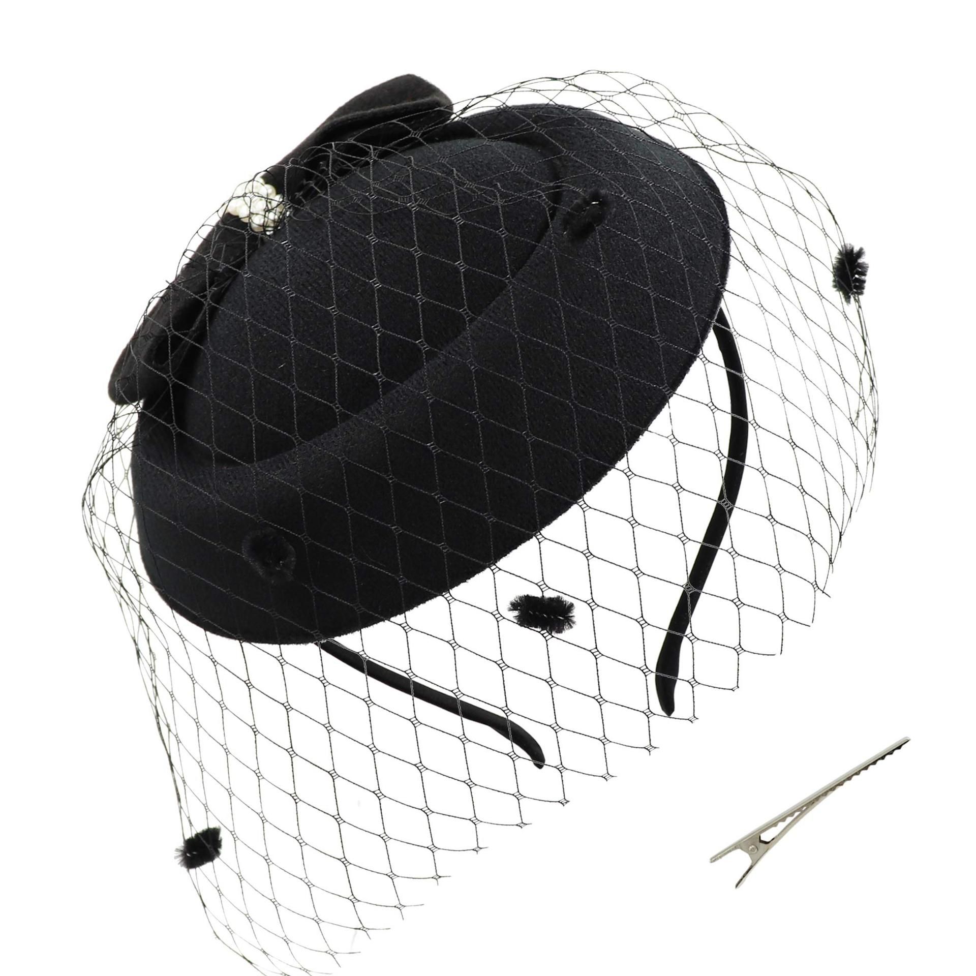 Womens Dress Fascinator Hat Party Wedding Bow Veil
