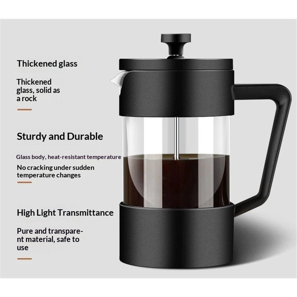 Press Coffee Maker, Heat Resistant Borosilicate Glass with Stainless Steel view 4