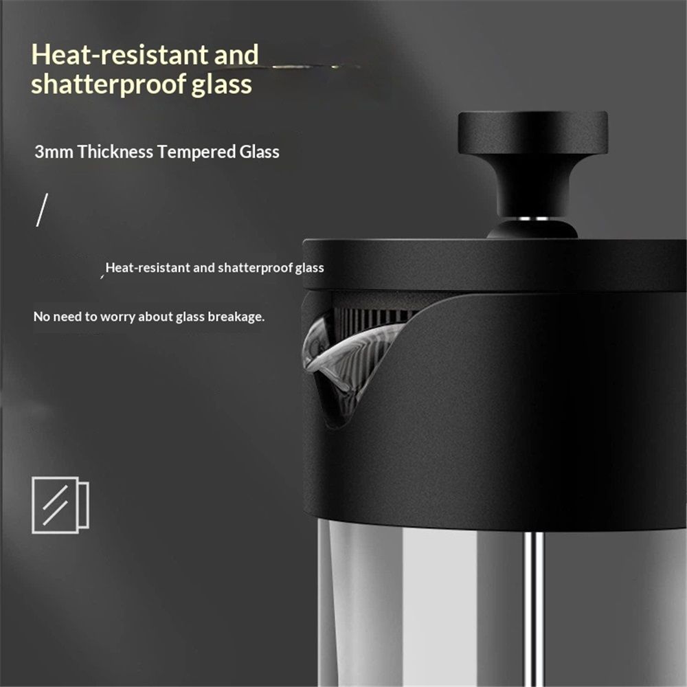 Press Coffee Maker, Heat Resistant Borosilicate Glass with Stainless Steel view 5