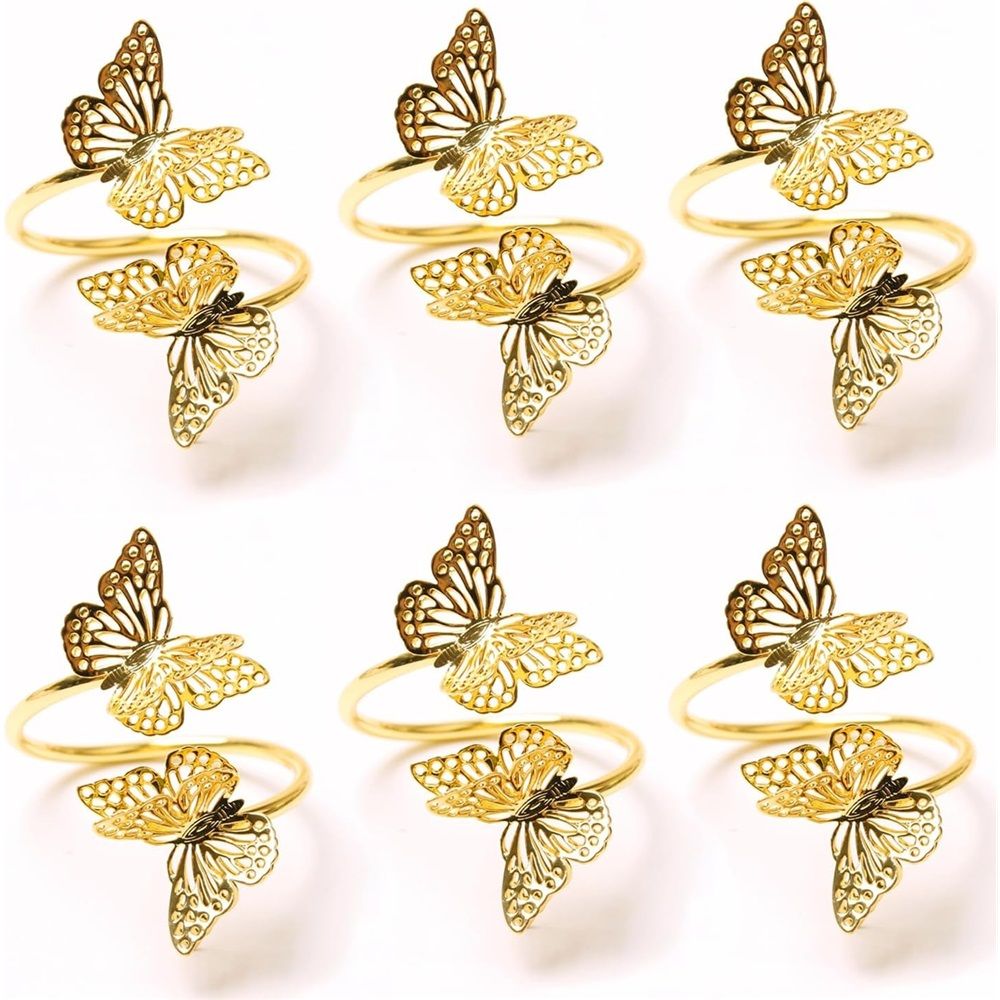 Napkin Rings Set of 8 Butterfly Metal Serviette Holder Buckles Napkin Rings — image 1