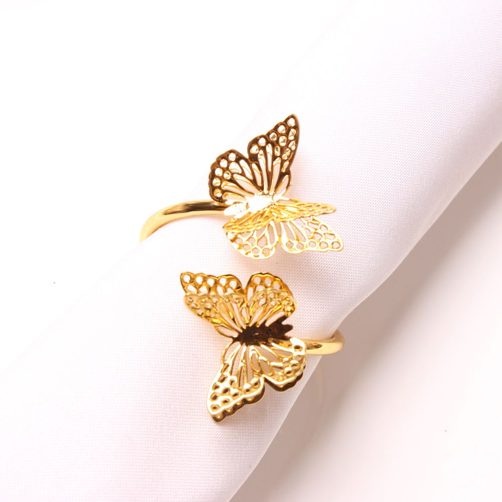 Napkin Rings Set of 8 Butterfly Metal Serviette Holder Buckles Napkin Rings view 2