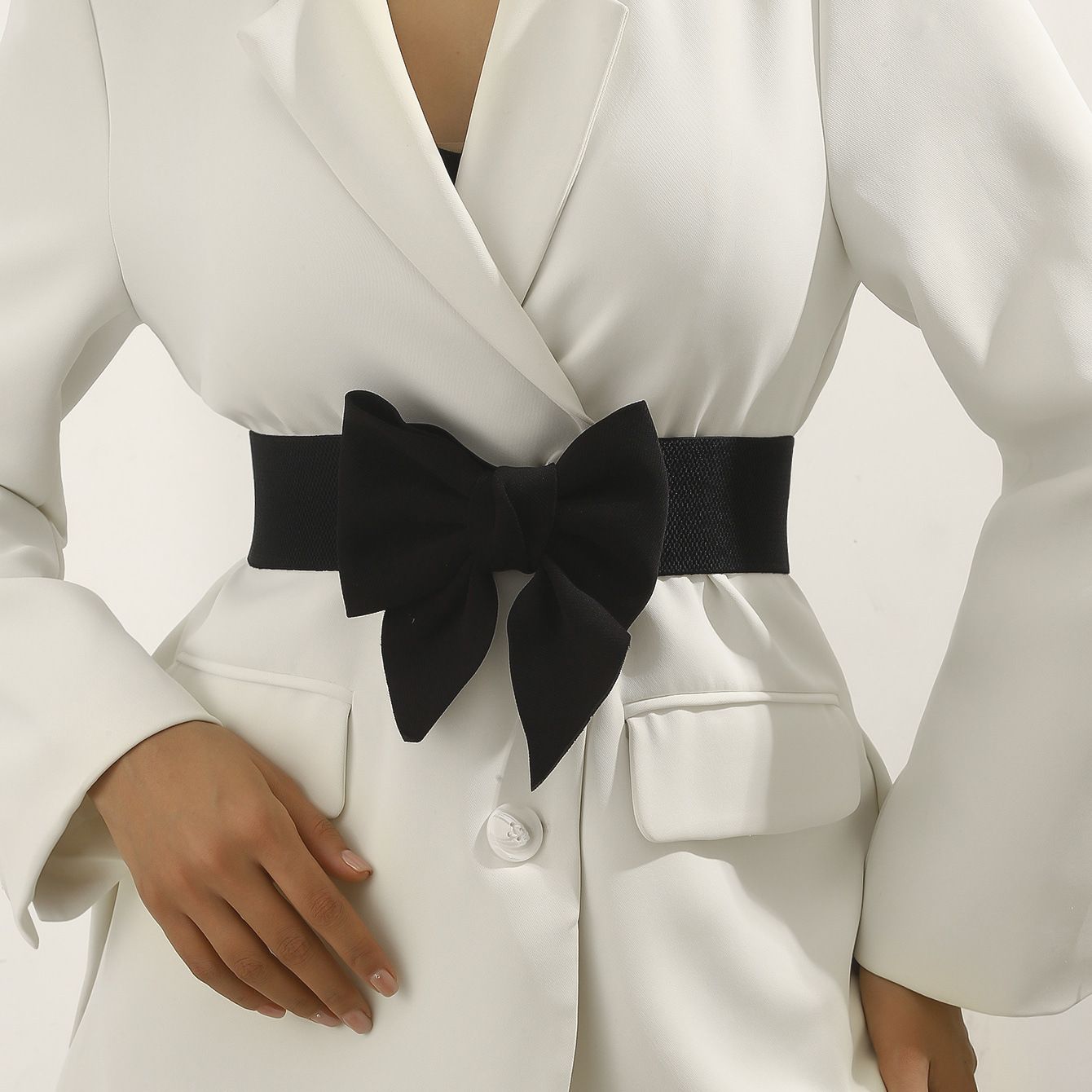 Women's Plus Size Elastic Wide Belt Dress Bowknot Waistband Decoration Fashion view 2