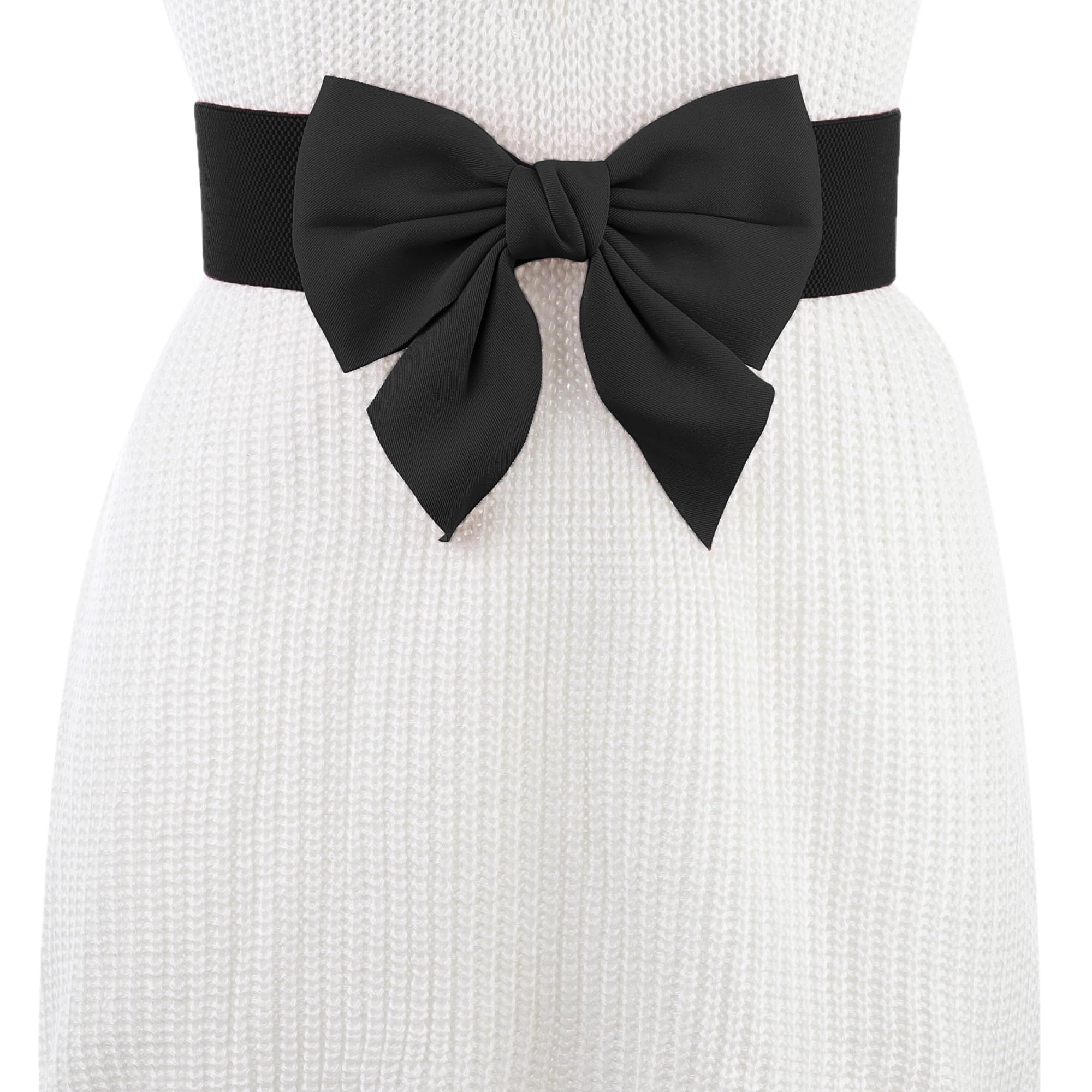 Women's Plus Size Elastic Wide Belt Dress Bowknot Waistband Decoration Fashion view 4