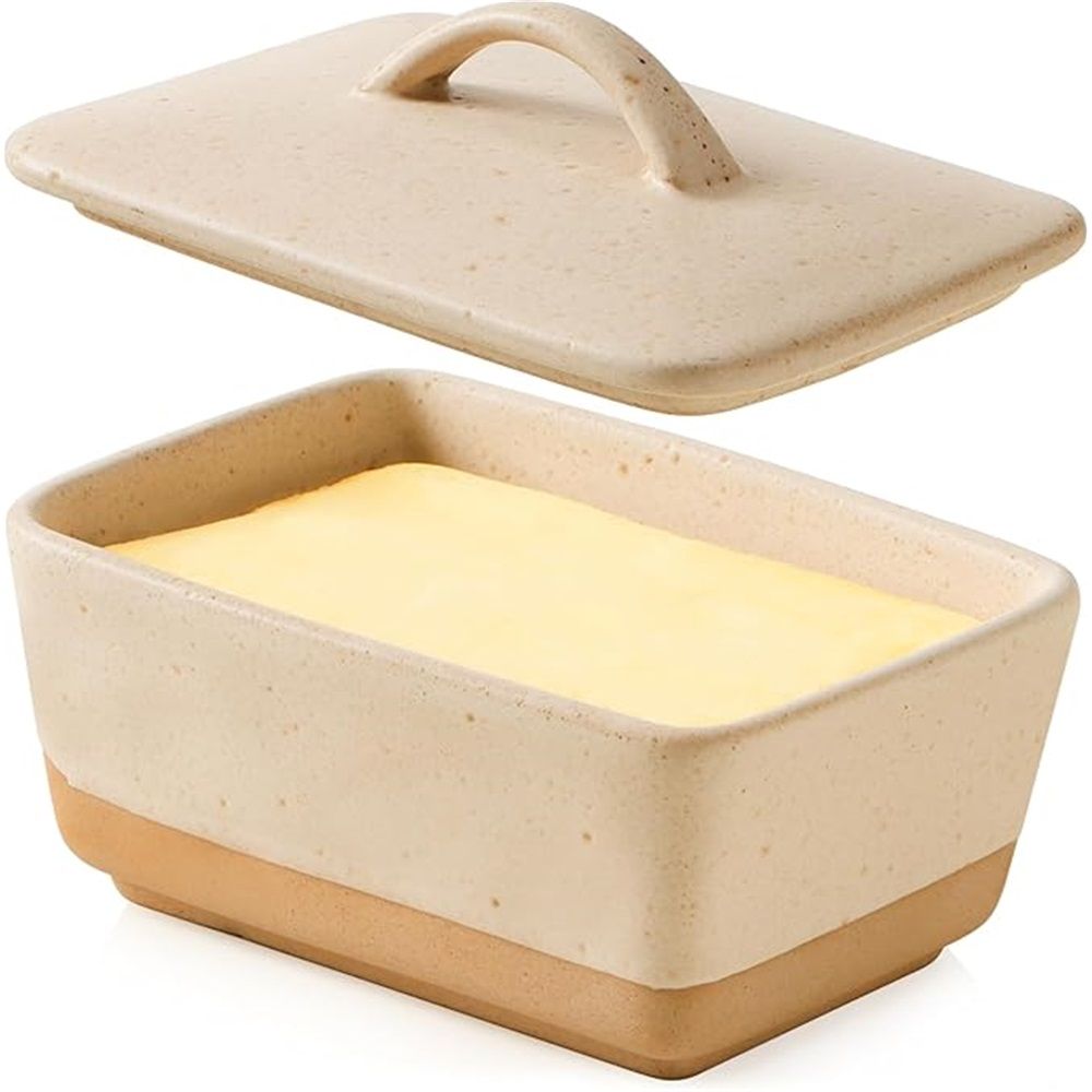 350ML Ceramic Butter Dish with Lid for Countertop view 2