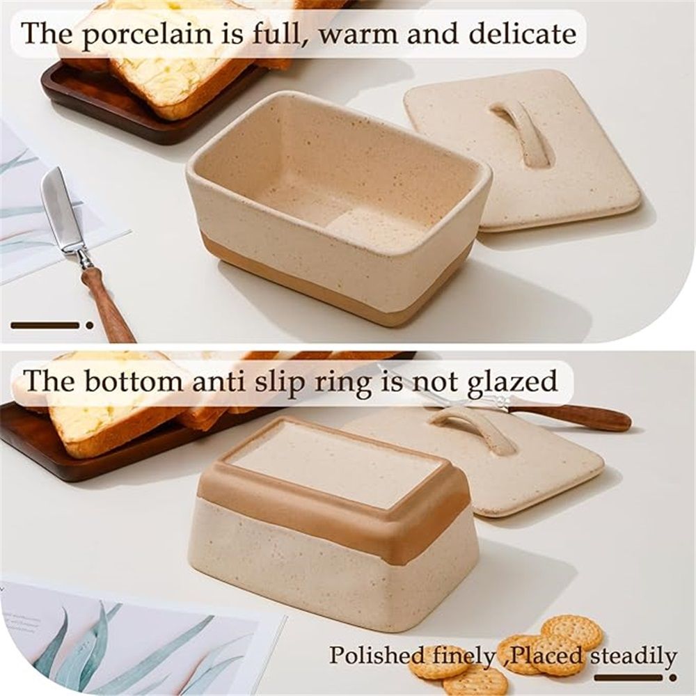350ML Ceramic Butter Dish with Lid for Countertop view 4