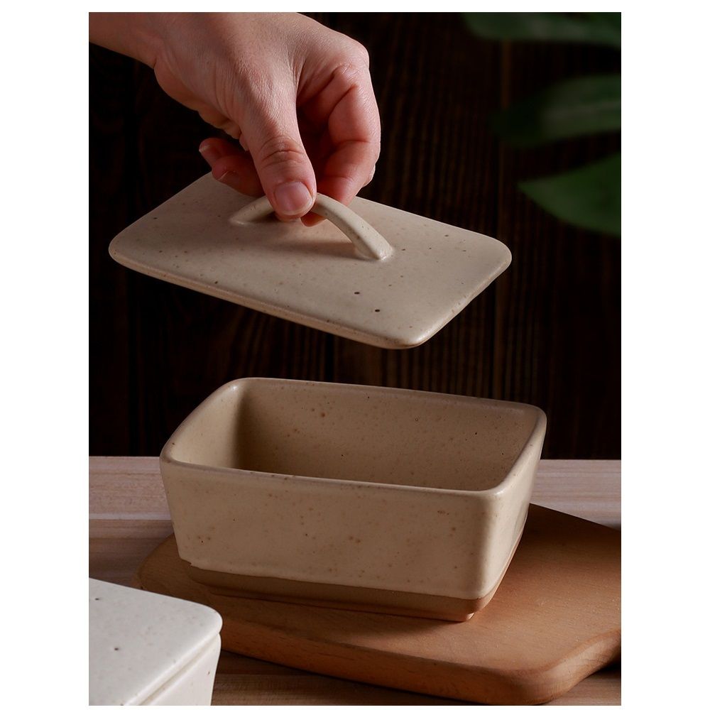 350ML Ceramic Butter Dish with Lid for Countertop view 5