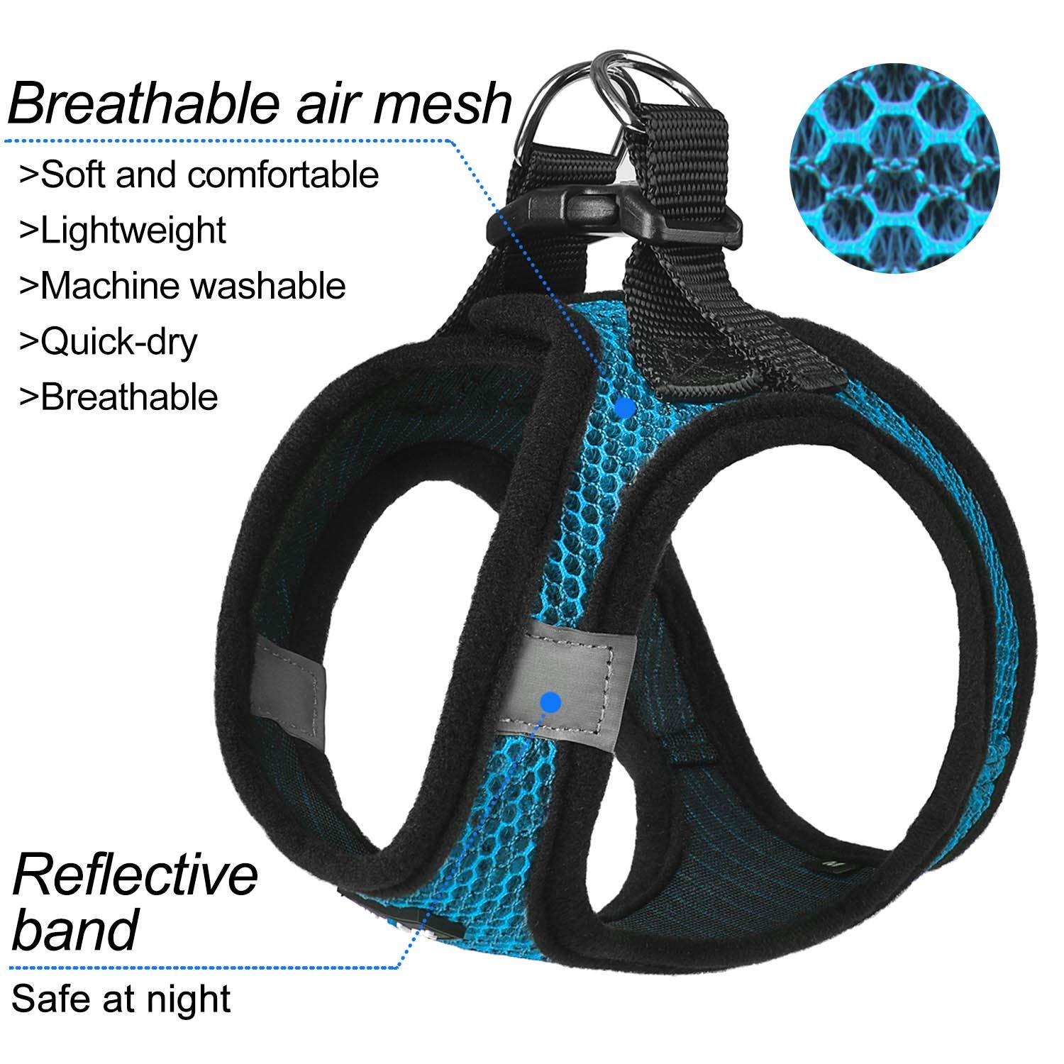 Dog Harness Step-in Breathable Puppy Cat Dog Vest Harnesses for Small Medium view 2