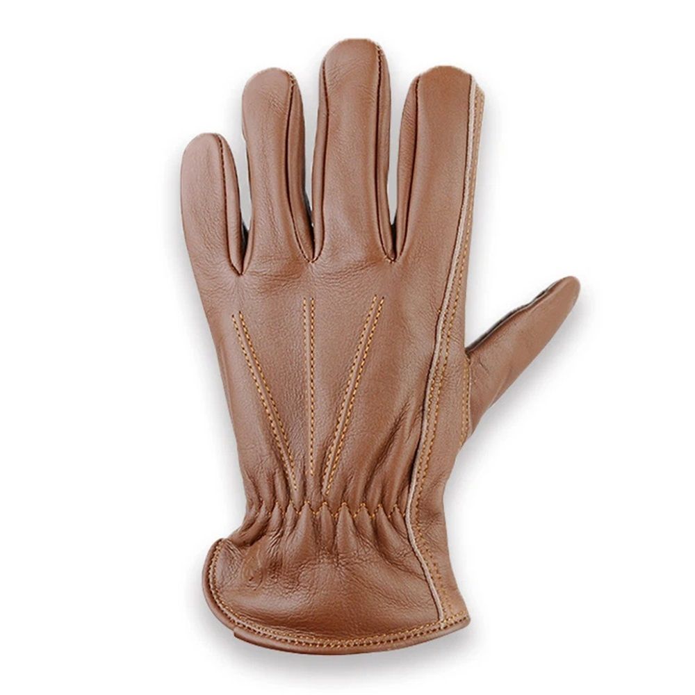 A pair of genuine leather gloves for men in winter with plush insulation