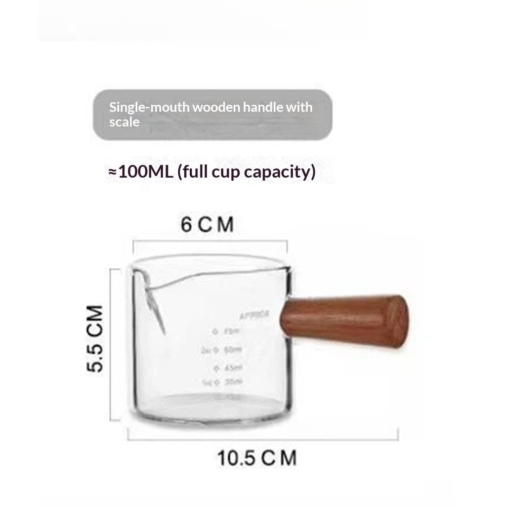 2 Pack Espresso Shot Glass 75ML Triple Pitcher Barista Single Spouts With Wood view 4