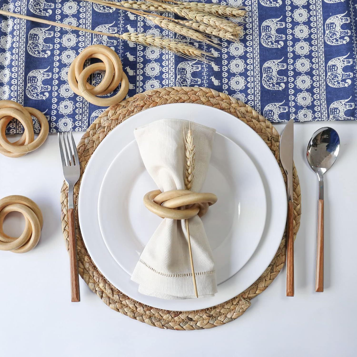 Wooden Napkin Rings Set of 4 view 2