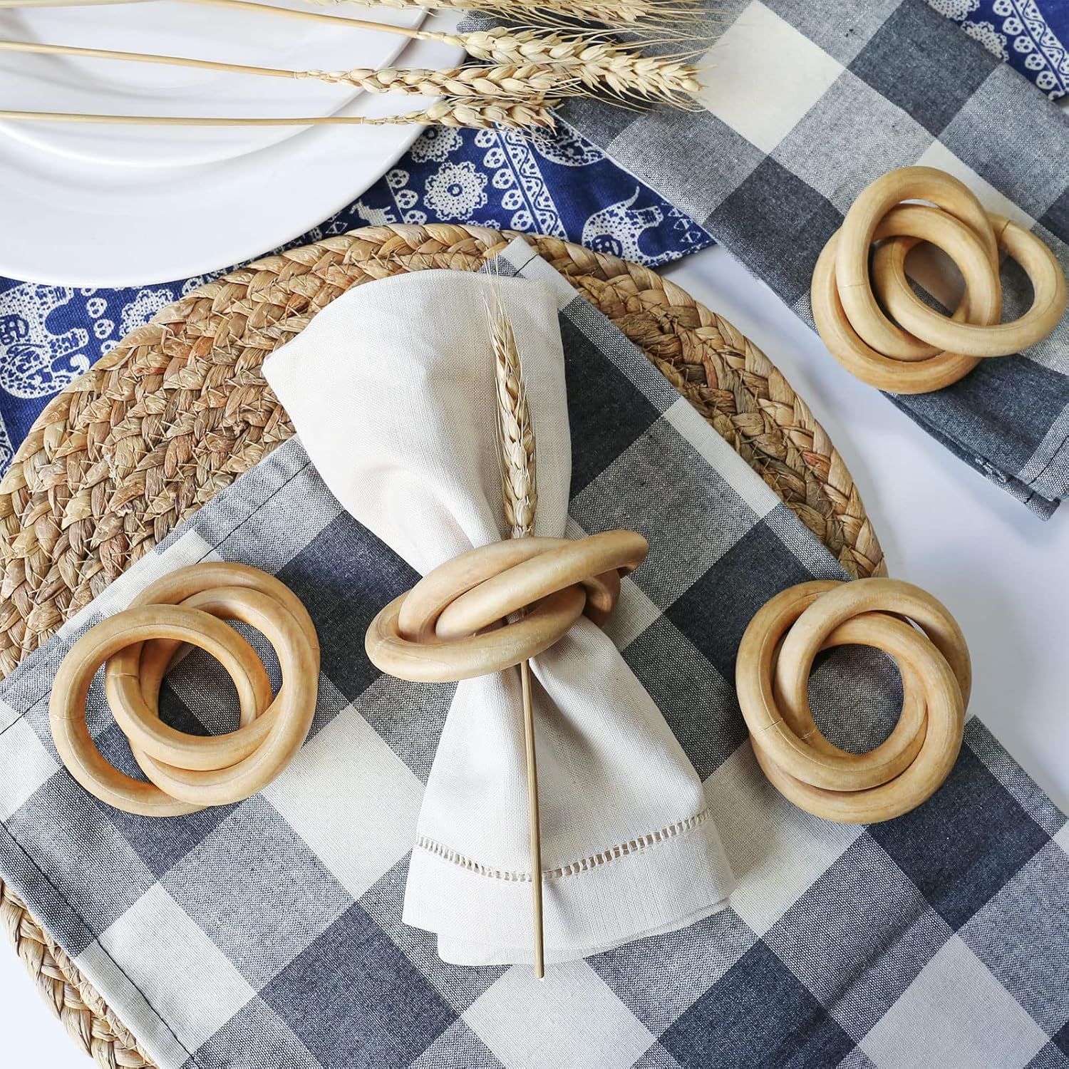 Wooden Napkin Rings Set of 4 view 3