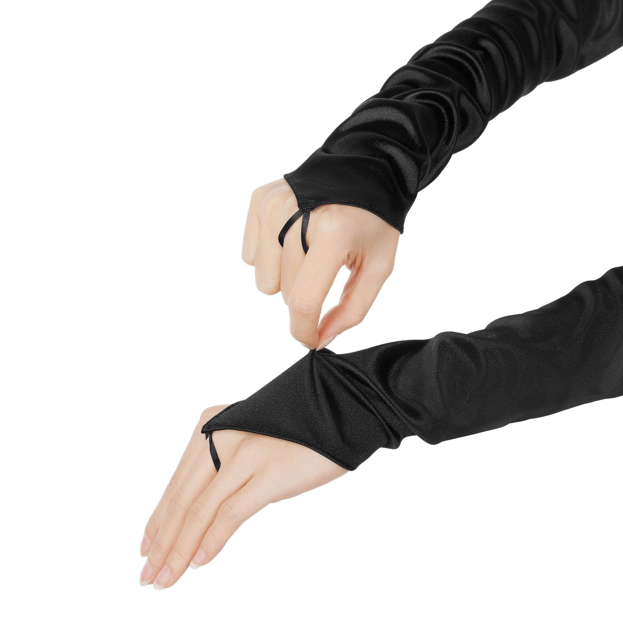 Women Long Satin Fingerless Gloves Satin Elbow Length Gloves for Bridal view 3