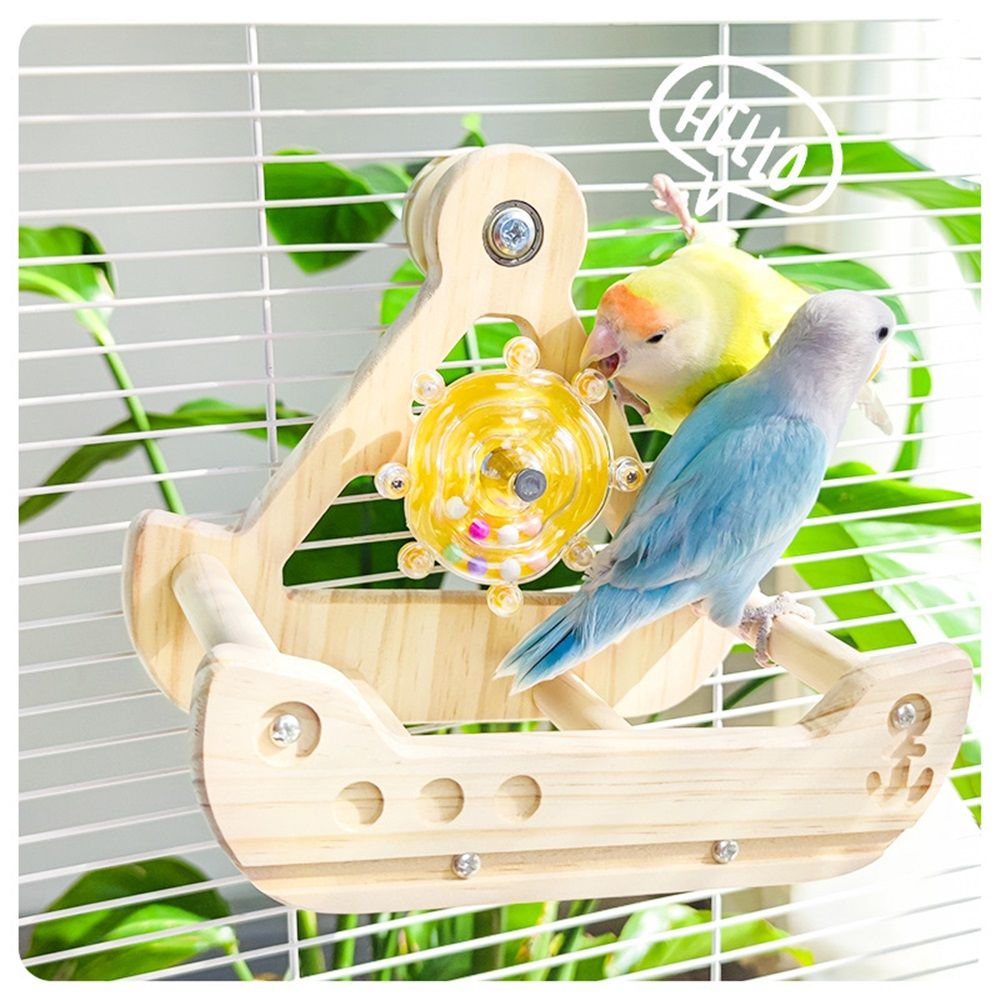 Bird Stand Perch Toy,Interactive Rocking Parakeet Toy and Perch, Wooden view 3