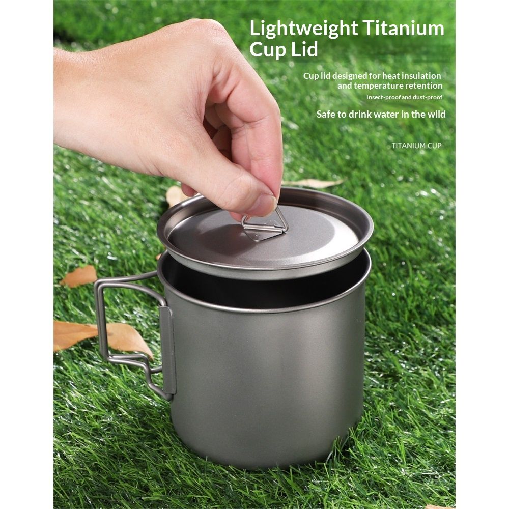 Pure Titanium Tea Collapsible Cups Lids Titanium Camping Mug Outdoor Drinking view 2