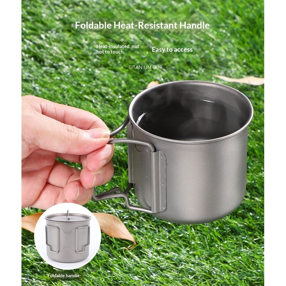 Pure Titanium Tea Collapsible Cups Lids Titanium Camping Mug Outdoor Drinking view 3