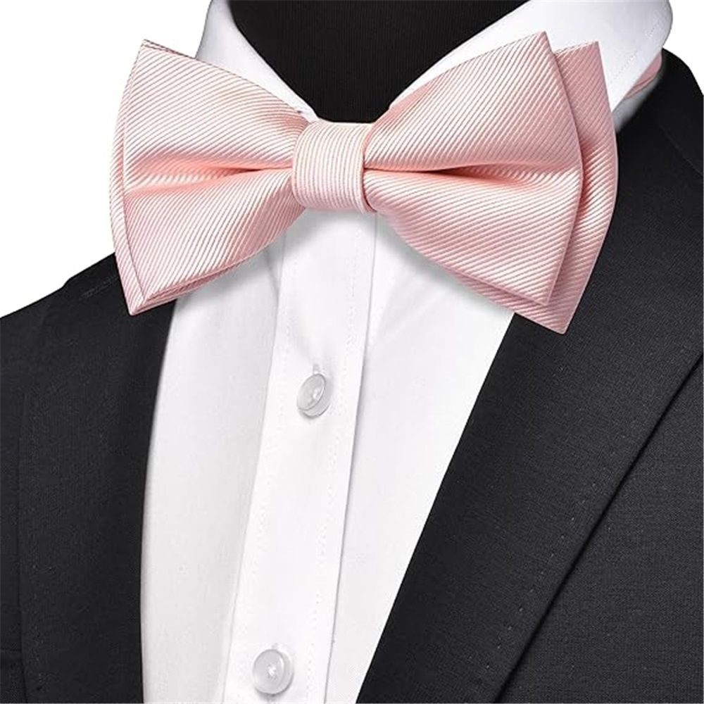 Mens Silk Bow Tie Pocket Square Cufflinks Set Pre-Tied Butterfly Knot Bowtie view 5