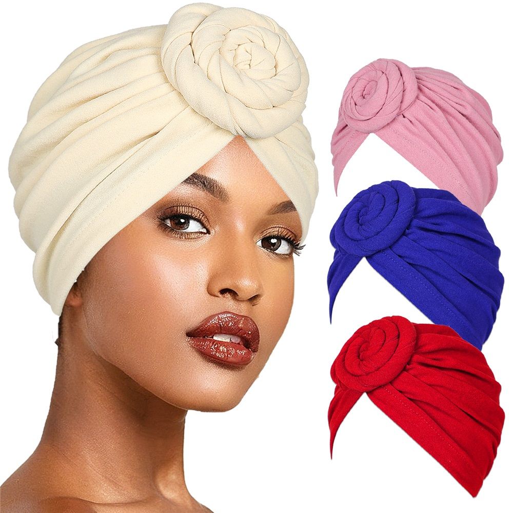 4 Pcs Turbans Head Wrap for Women Chemo Head Wraps Stretch Soft Pre Tied Knot