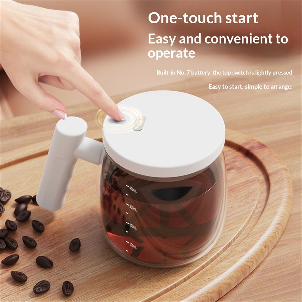 Automatic Stirring Mug, Glass Self Stirring Cup with Detachable Stirring Rod view 2