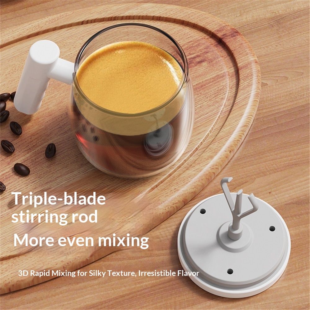 Automatic Stirring Mug, Glass Self Stirring Cup with Detachable Stirring Rod view 3