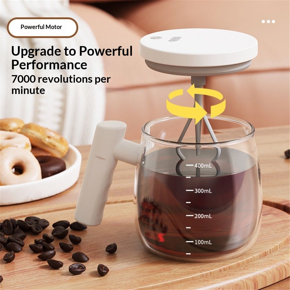 Automatic Stirring Mug, Glass Self Stirring Cup with Detachable Stirring Rod view 4