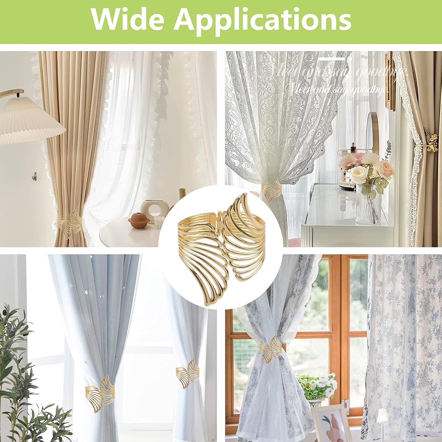 Curtain Tie Backs, 2Pcs Decorative Curtain Tiebacks Creative Curtain Rope view 4