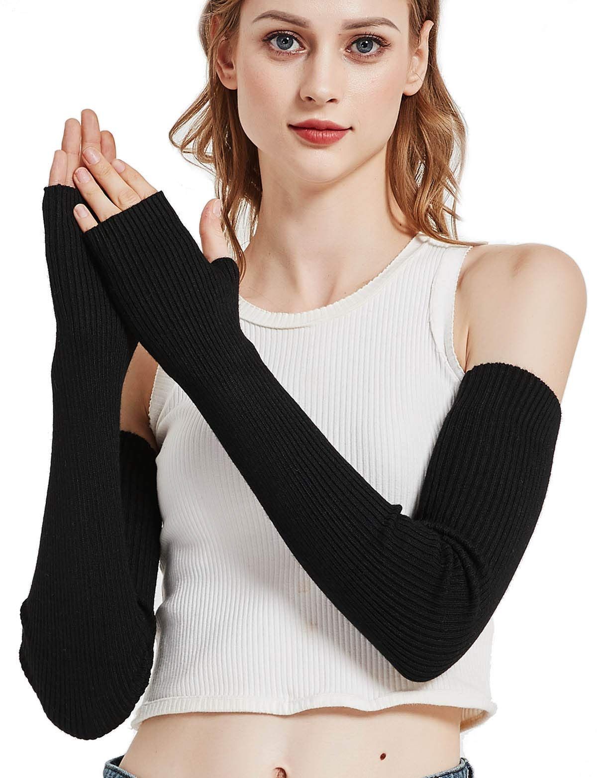 Women's Warm Long Fingerless Gloves Winter Arm WarmerBlend Warm Arm Warmers view 3