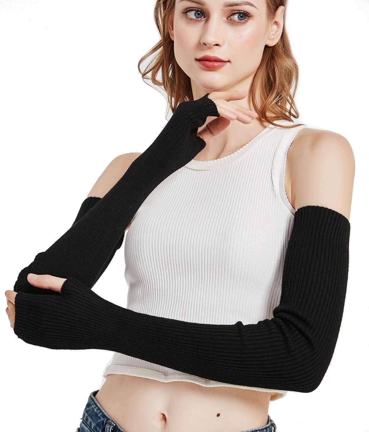 Women's Warm Long Fingerless Gloves Winter Arm WarmerBlend Warm Arm Warmers view 5