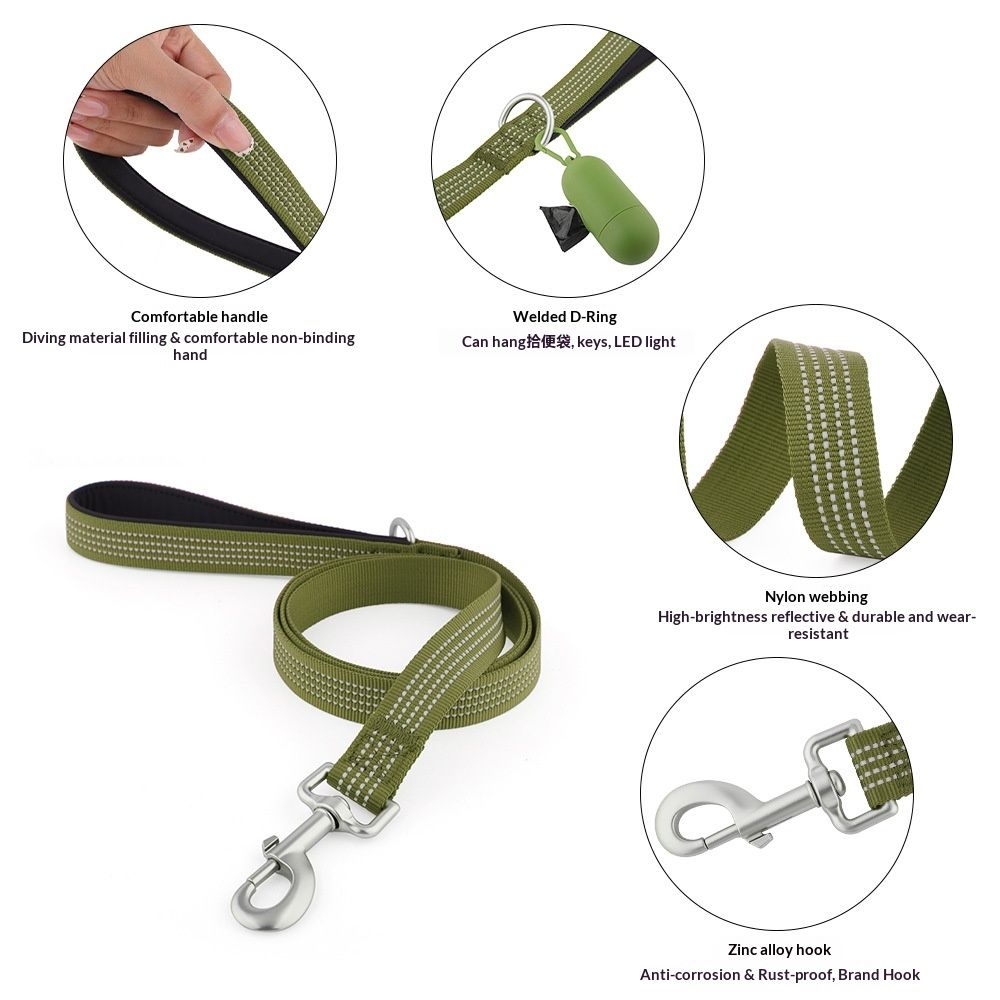 Dog leash with four reflective wires for walking dogs at night，for Obedience view 3