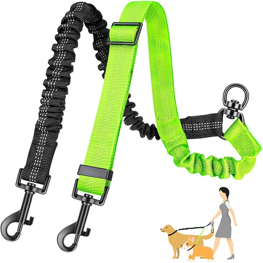 2 in 1 Double Dog Leash Attachment Combine Adjustable Strap and Shock