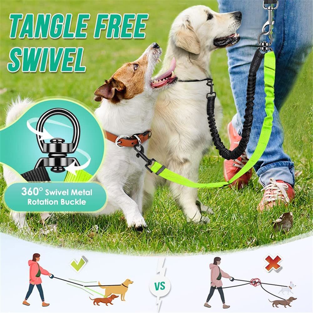 2 in 1 Double Dog Leash Attachment Combine Adjustable Strap and Shock view 2