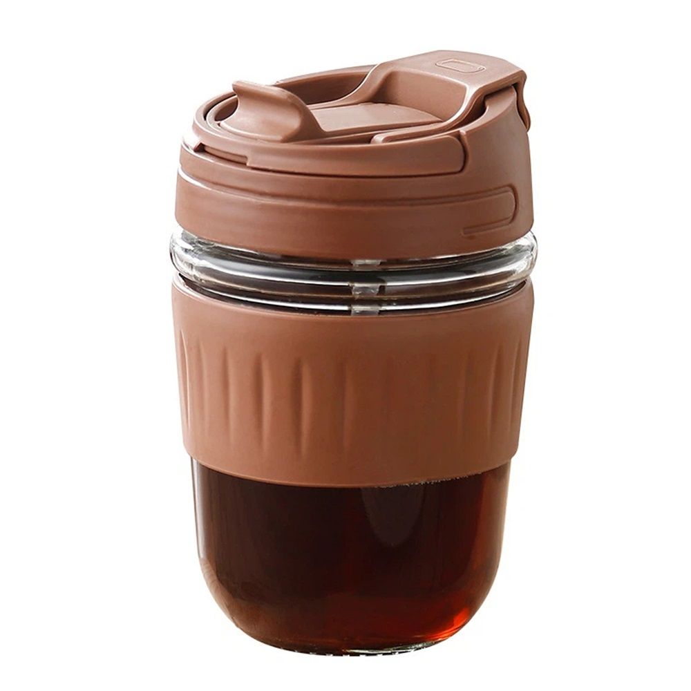 Leak proof glass coffee cup with lid lock