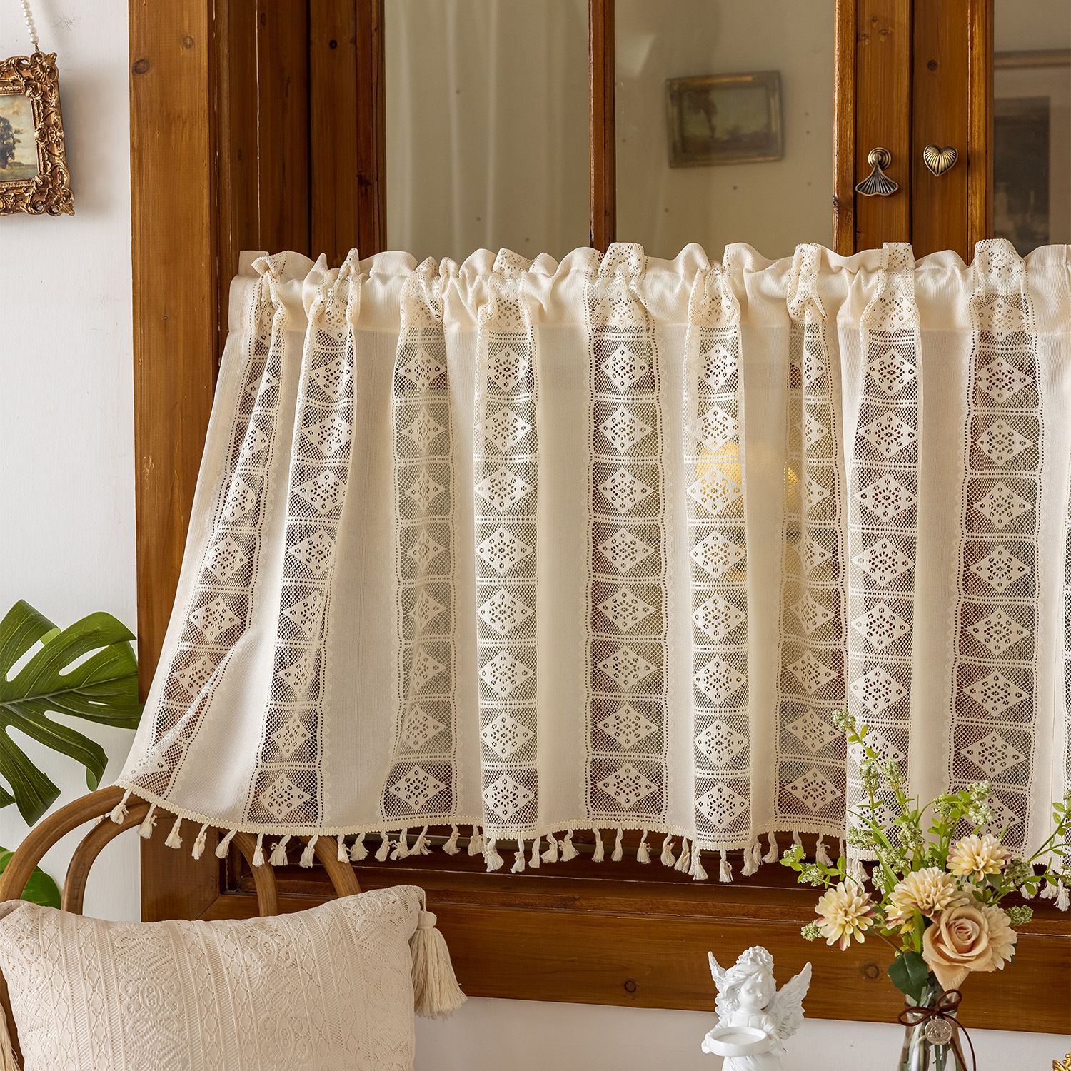 Bohemian curtains Bohemian retro pole pocket curtains with tassel windows view 2