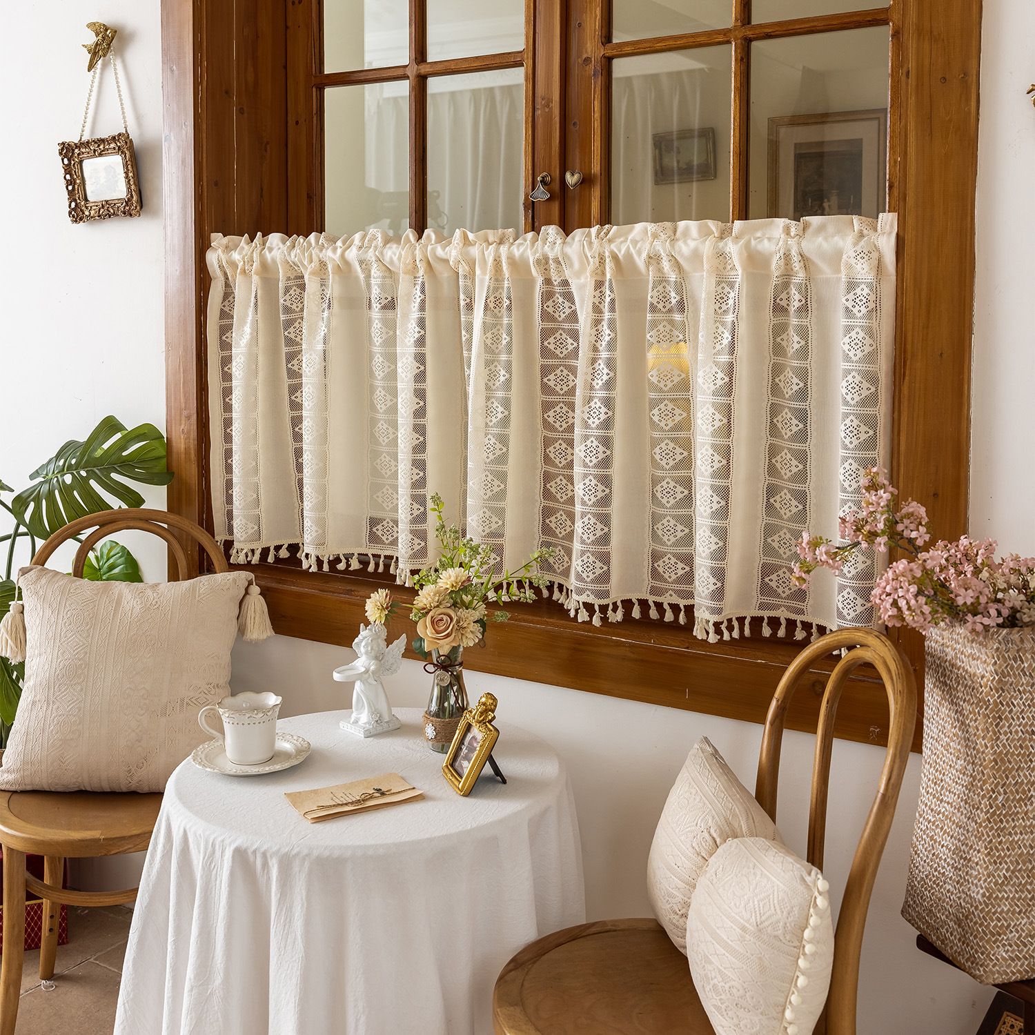 Bohemian curtains Bohemian retro pole pocket curtains with tassel windows view 3