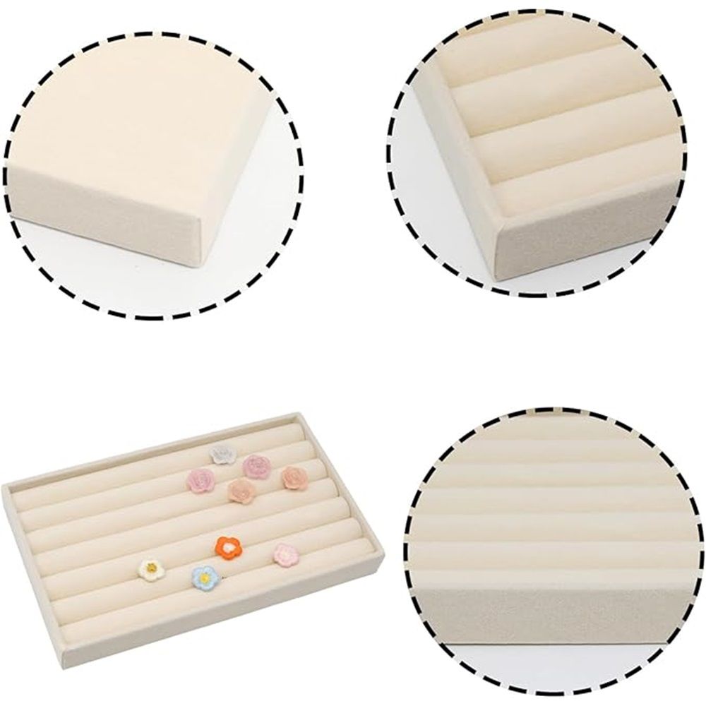 Flannel tray Jewelry Organizer Trays Beige Stackable Jewelry Storage Display view 4
