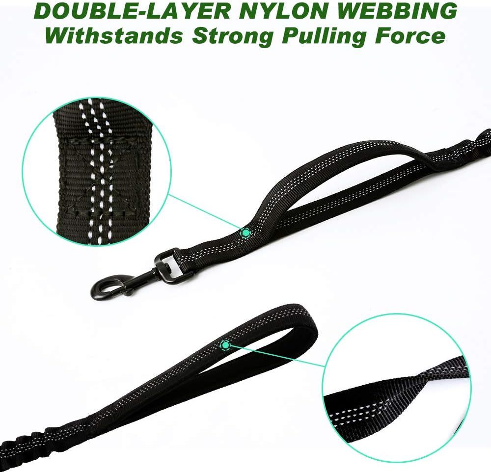 Dog Leash Heavy Duty, 2 Padded Handle, Metal Carabiner Clip, Car Seatbelt view 3
